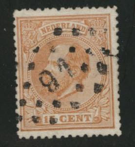 Netherlands Scott 27 used 1872 perf 13.5x14 stamp