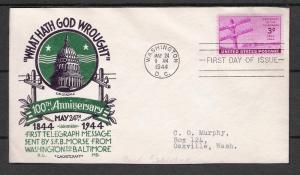 US #924 Telegraph Cachetcraft Staehle FDC
