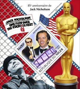 Niger - 2022 Actor Jack Nicholson Anniversary - Stamp Souvenir Sheet NIG220139b