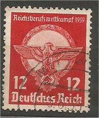 GERMANY, 1939, used 12pf, Nazi Emblem Scott 491