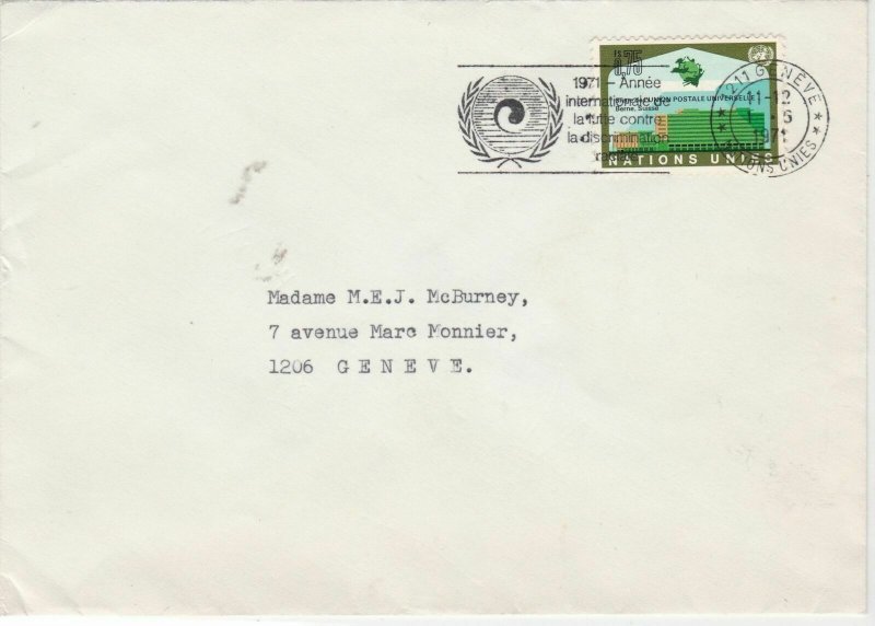 Geneva United Nations 1971  stamps cover ref 21652 