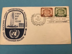 United Nations New York Humans Right Day FDI 1958 Stamp Cover R42897