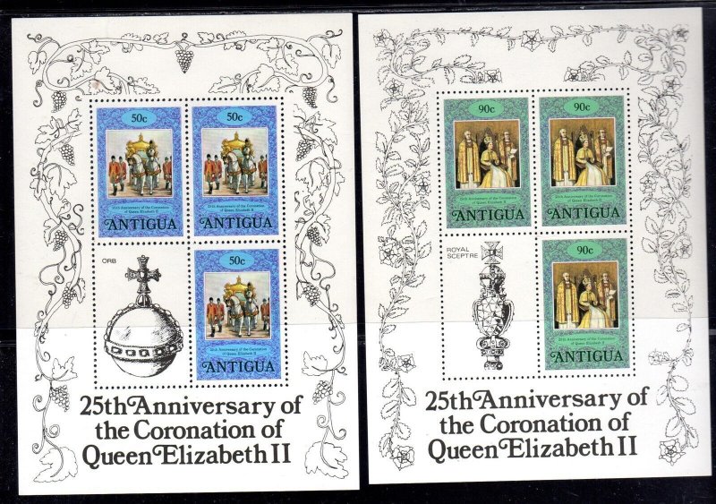 ANTIGUA #508-512 1978 QEII 25TH CORONATION ANNIV. MINT VF NH O.G SHEET3 + L