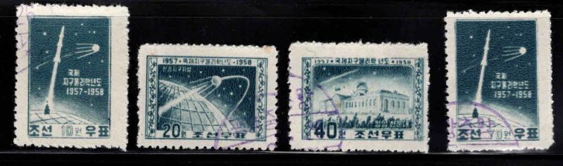 North Korea DPRK Scott 134-137 Used 1958 Geophysical year set