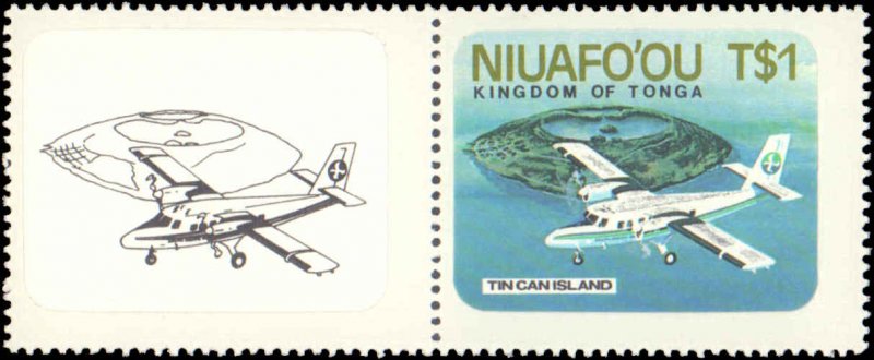 Tonga-Niuafoou #1-2, Complete Set(2), 1986, Airplanes, Never Hinged