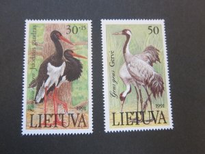 Lithuania 1991 Sc 403-4 bird set MNH