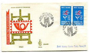 Italy FDC Venetia 1963 Day of the couple stamp traveled around Italy