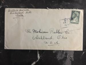 1938 Curacao Cover To Ashland OH USA Dutch Ship KNS Ss Baralt