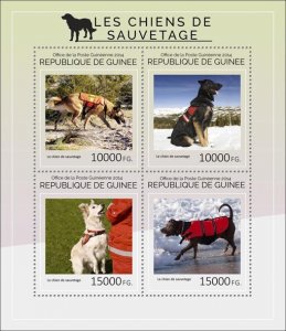 GUINEA - 2014 - Rescue Dogs - Perf 4v Sheet - Mint Never Hinged