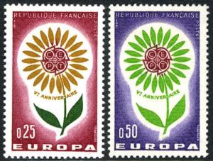 France 1964 Europe Program Issue Europa CEPT Symbolic Daisy Flowers Stamps MNH