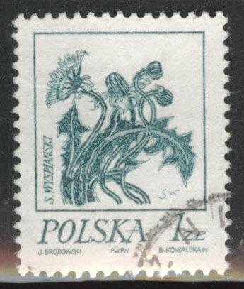 Poland Scott 2018 Used 1974 Flavor caneled Flower stamp