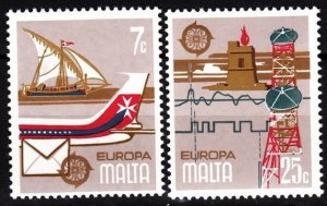 MALTA 1979 EUROPA: Postal History. Plane Ship Telegraph. Complete set, MNH