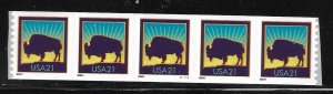 Scott #3475 21c Bison Coil PNC/5 #V1111 F VF MNH - DCV=$4.00