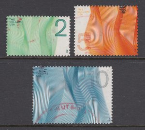 US Sc 4718-4720 used. 2012 Waves of Color, $2, $5, $10 values, small perf faults