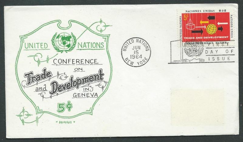 United Nations Scott 129 Artopages FDC Trade and Development