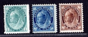 CANADA 1897 QUEEN VICTORIA SCOTT #67, 70, 71 MINT NEVER HINGED