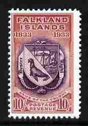 Falkland Islands 1933 Centenary 10s Coat of Arms, modern ...