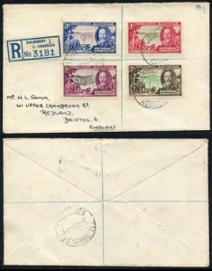 Southern Rhodesia SG31/4 1935 Silver Jubilee on Registered Cover (not FDC) 