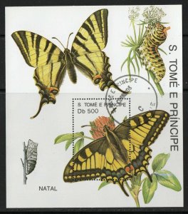 Thematic stamps ST.THOMAS & PRINCE 1991 BUTTERFLY (XMAS )  Mi BL.266 used