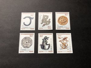 China stamps 2000-4 Scott # 3007-12 Dragons ( Cultural Relics ) 龙（文物）