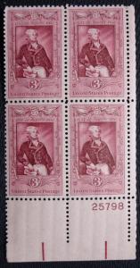 US #1097 MNH Plate Block of 4 Lafayette SCV $1.00 L16