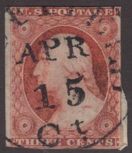 US Scott # 11 3c Washington CDS Cancel April 15