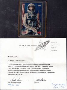 USA PHONE CARD COL.GORDON COOPER SF-2-$50.00 CARD SIGNED IN GOLD #484 TO COLLECT