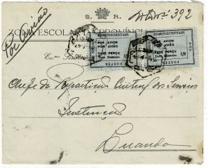 Angola 1945 Luanda cancel on cover, franked provisional airmail, Sanabria 12