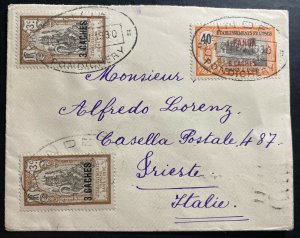 1930 Pondichery French India Registered Cover To Trieste Italy Sc# 68