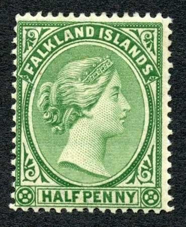 Falkland Is SG15 1/2d Blue-green M/M (hinge remainder) Cat 29 pounds 