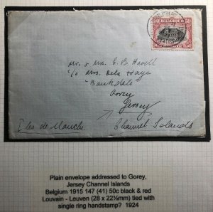 1921 Bruxelles Belgium Cover To Gorey Jersey Channel Islands England