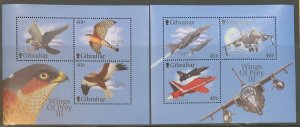 GIBRALTAR 2001 WINGS OF PREY 3 MINISHEETS SGMS988  UNMOUNTED MINT