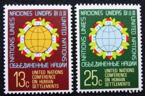 UN #276-277 MNH, 2 Singles, Houses/Globe, SCV $.60 L10