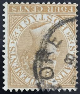 MALAYA1883 Straits Settlements QV 4c Used WATERMARK INVERTED CA SG#64w M2905