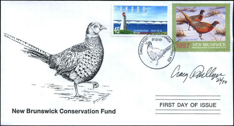 1997 New Brunswick Wildlife Pheasant by C Phillips