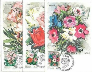 12309 -  ITALY Italia - POSTAL HISTORY - SET OF 3  MAXIMUM CARDS 1981 - Flowers 