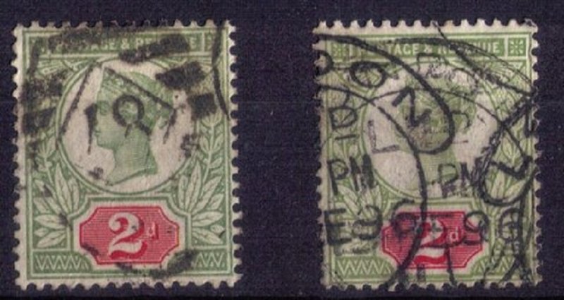 Great Britain Scott #113a (Sg 199-200) Cat.$253.00 Used Green/Carmine & Scarlet