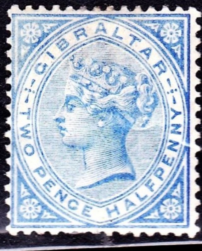 GIBRALTAR 1886 QV 2.5d Blue SG11 MH