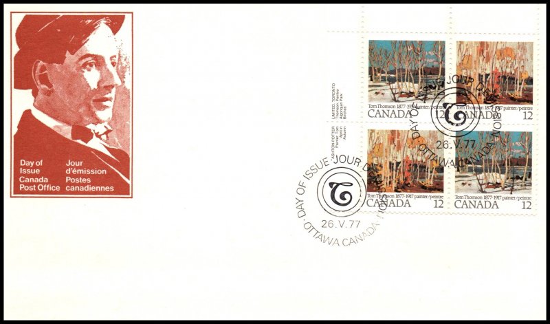 Canada 734a Plate Block U/A FDC