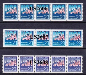 PNC5 23c USA US #2606, 2607, 2608 Lot (3) MNH F-VF