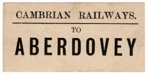 (I.B) Cambrian Railways : Parcel Label (Aberdovey)