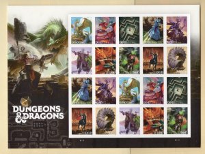 SCOTT 5909-5918 Perforated Dungeons & Dragons  sheet of 20 unused OG  MNH