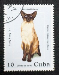 CUBA Sc# 3800 CATS domestic felines HONG KONG PHILEX 10c 1997 used
