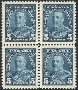 Canada SC#221 5¢ King George V Block of Four (1935) MLH