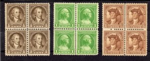 US:1932 .5c-10c WASHINGTON BICENTENNIAL (704-15) blk set  MNH. SUPERB $180.++