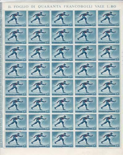 San Marino 1955  winter olympics mint never hinged  2 lira stamp sheet R19904