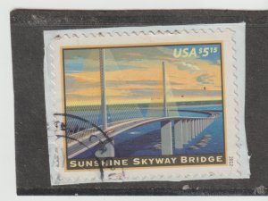 US Scott# 4649 $5.15 Sunshine Skyway Bridge Stamp Used on Paper