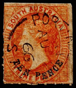 South Australia Scott 22 (1866) Used F, CV $50.00 M