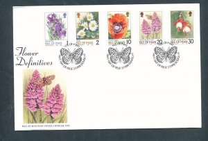 D449366 Isle of Man FDC Flower Definitives - Butterflies 1998
