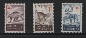 Finland    #B142-B144  MNH   1957  wolverine ,  lynx and reindeer